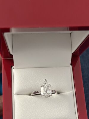 IGI Certified 2.06 CT F VVS2 Lab Grown Pear Brilliant Engagement Ring