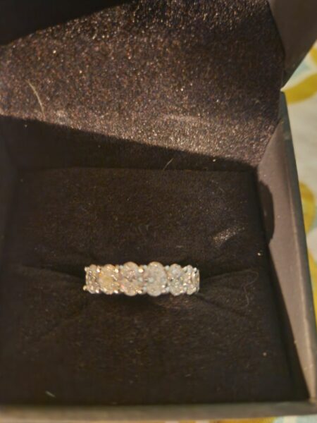 Wedding/engagement set:  2 CT Lab Grown solitaire engagement 14 kt gold ring and 1 CT lab grown ladies 14 kt gold band. Mens white gold band - Image 5