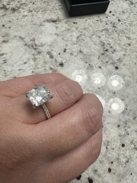 IGI Certified 3.43 CT G VS 1 Lab Grown Cushion Cut Center Brilliant Lab Grown Diamond Ring - Image 2
