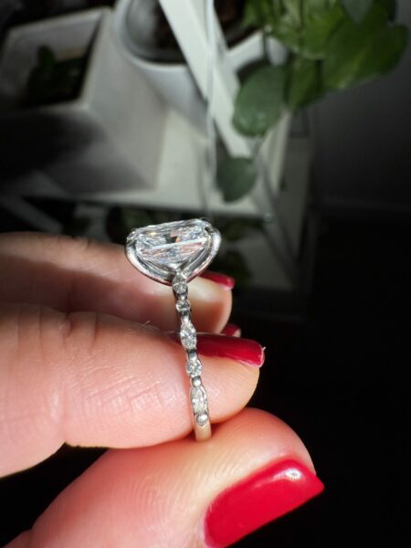 3.16 CT F IF Lab Grown Radiant Super Ideal Cut Diamond Platinum Ring - Image 5