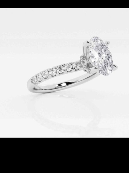 IGI Certified 2.01 CT G VS1 Lab Grown Hidden Halo Oval Brilliant Diamond Ring - Image 3