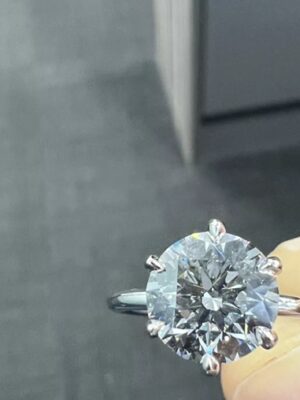 GIA Certified 2.59 CT D VVS1 Lab-Grown Round Brilliant Diamond Ring