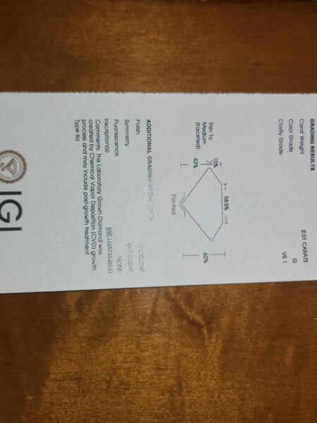 IGI Certified 2.01 CT G VS1 Lab Grown Hidden Halo Oval Brilliant Diamond Ring - Image 5