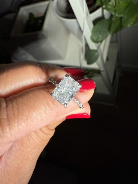 3.16 CT F IF Lab Grown Radiant Super Ideal Cut Diamond Platinum Ring - Image 3