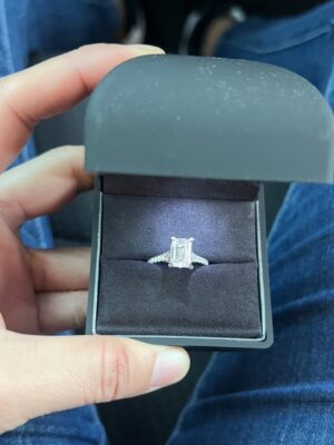 IGI Certified 2.08 CT G VS1 Lab Grown Emerald Cut Diamond Ring