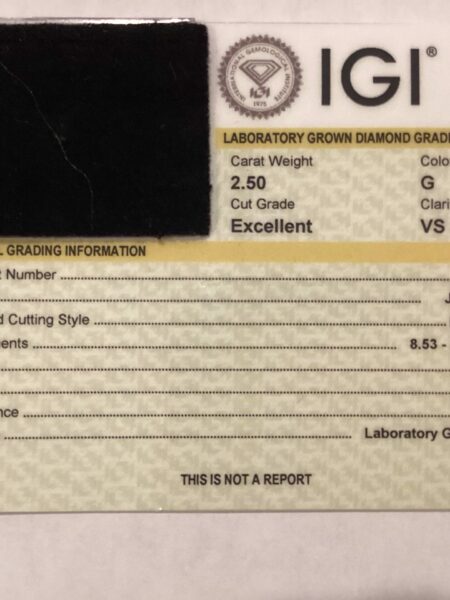 IGI Certified 2.50 CT G VS2 Lab Grown Round Brilliant Diamond Ring - Image 8