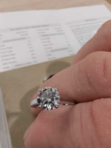 GIA Certified 1.5 CT H VS2 Lab Grown Brilliant Round Diamond Ring and Matching Wedding Band - Image 5