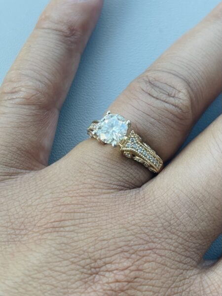 GCAL Certified 1.5 CT I SI 1 Lab Grown Round Brilliant 14K Gold Ring - Image 5