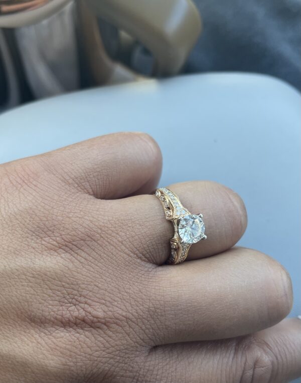 GCAL Certified 1.5 CT I SI 1 Lab Grown Round Brilliant 14K Gold Ring