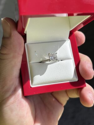 GIA Certified 2.02 CT E VVS2 Lab-Grown Square Modified Brilliant Diamond Ring