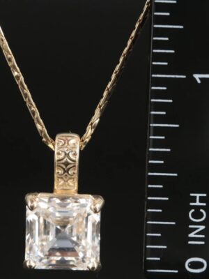 IGI Certified 6.12 CT D VS1 Lab Grown Square Emerald Cut Diamond Necklace