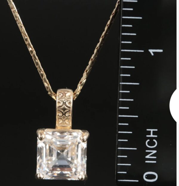 IGI Certified 6.12 CT D VS1 Lab Grown Square Emerald Cut Diamond Necklace