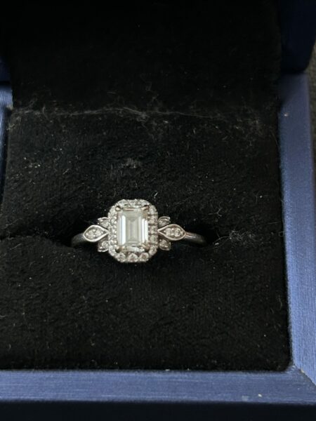 Brilliant Earth 0.74 CT I VS2 Lab Grown Emerald Cut Diamond Ring with Wedding Band - Image 3