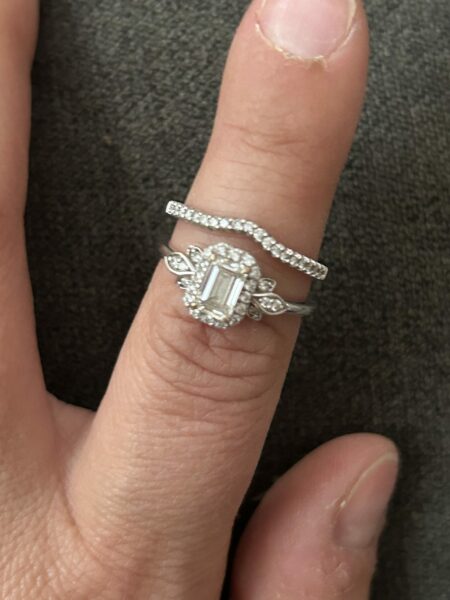 Brilliant Earth 0.74 CT I VS2 Lab Grown Emerald Cut Diamond Ring with Wedding Band - Image 5