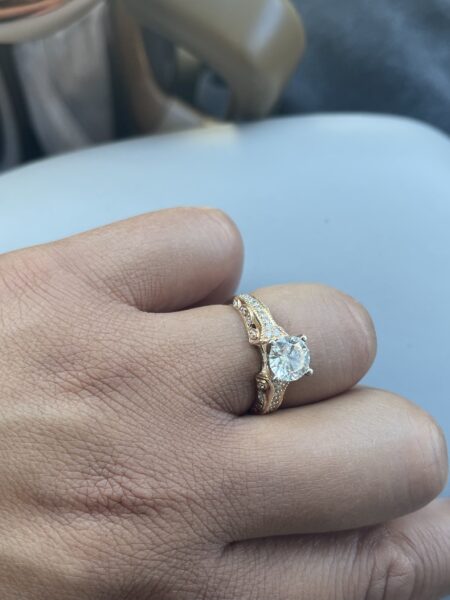 GCAL Certified 1.5 CT I SI 1 Lab Grown Round Brilliant 14K Gold Ring - Image 2