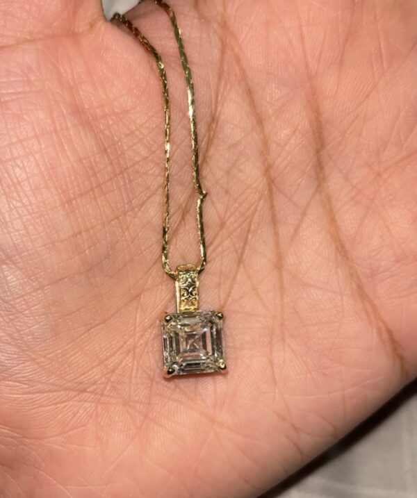 IGI Certified 6.12 CT D VS1 Lab Grown Square Emerald Cut Diamond Necklace - Image 6