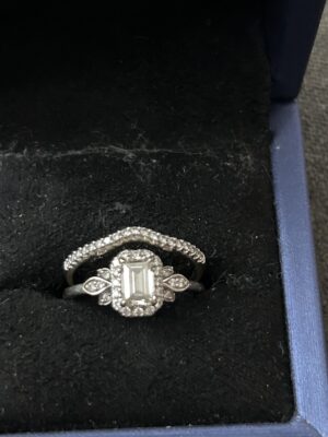 Brilliant Earth 0.74 CT I VS2 Lab Grown Emerald Cut Diamond Ring with Wedding Band