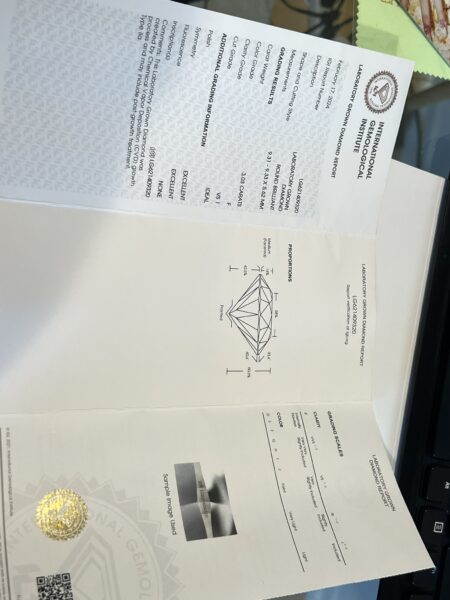 3.03 CT F VS1 Lab Grown Round Brilliant Diamond Ring - Image 4