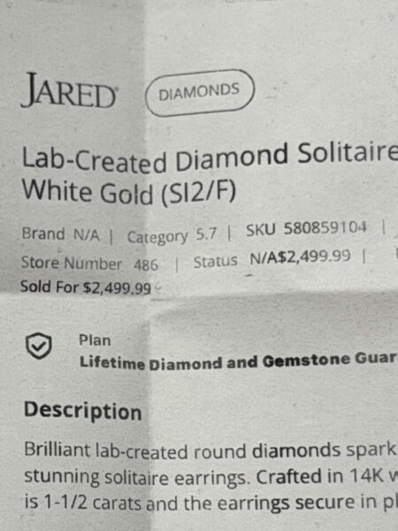 1.5 CTW F SI2 Lab Grown Round Diamond White Gold Earrings - Image 4