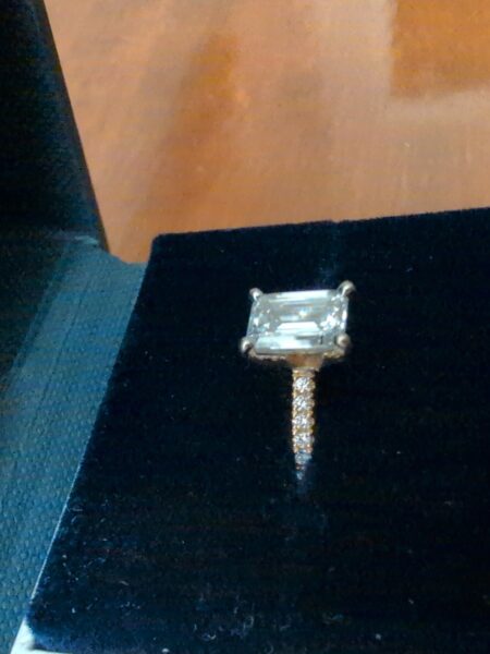 GIA Certified 1.23 CT E VS1 Lab Grown Round Riviera Pave Diamond Ring - Image 3