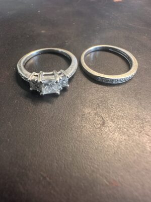 0.50 CT H/I I1 Princess Cut Diamond Ring and Matching Band