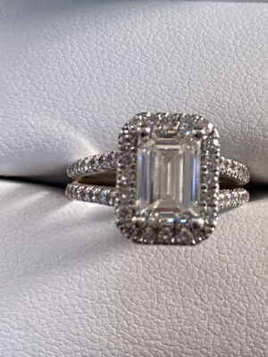 2.09 CT G VS2 Lab Grown Emerald Cut Diamond Ring