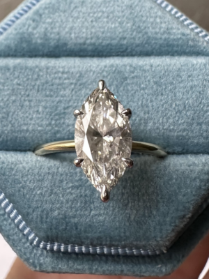 IGI Certified 2.32 CT G VS1 Lab Grown Marquise Brilliant Diamond Ring