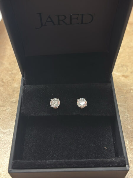 1.5 CTW F SI2 Lab Grown Round Diamond White Gold Earrings - Image 3