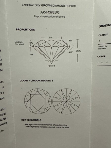 IGI Certified 3.21 CT F VS1 Lab Grown Round Brilliant Diamond Ring - Image 3