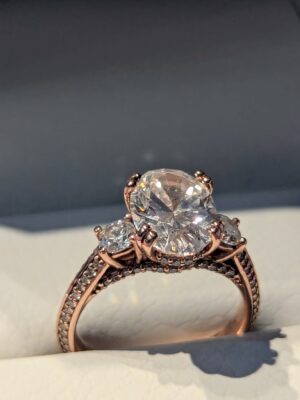 IGI Certified 2.05 CT D VVS1 Lab Grown Oval Diamond 14KT Rose Gold Ring