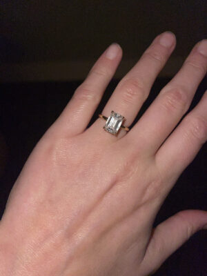 IGI Certified 3.08 CT E VVS2 Lab Grown Emerald Cut Diamond Ring