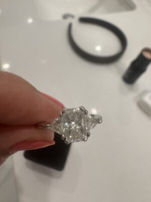 1.51 CT F SI-1 Radiant Cut Diamond Ring and Matching Band