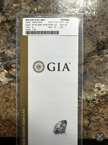 GIA Certified 4.03 CT H SI1 Cut Cornered Rectangular Modified Brilliant Diamond Ring - Image 2