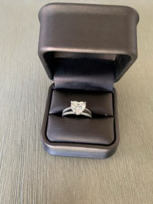 3.01 CT E VS1 Lab Grown Heart Shaped Platinum Ring