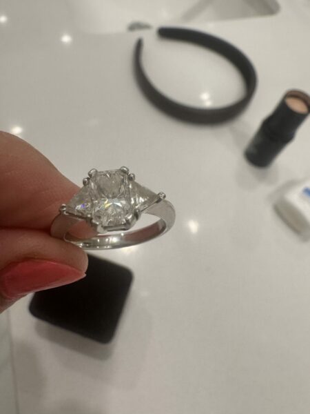 1.51 CT F SI-1 Radiant Cut Diamond Ring and Matching Band - Image 3