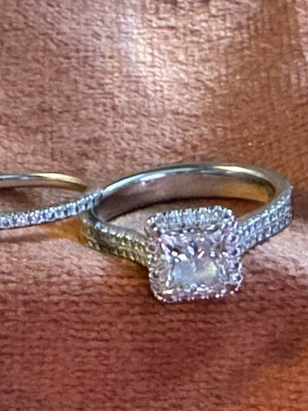 1.21 CT E SI3 Princess Cut Diamond Ring with Matching Diamond Wedding Band - Image 3