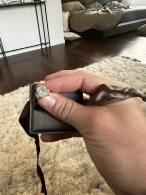 GIA Certified 4.03 CT H SI1 Cut Cornered Rectangular Modified Brilliant Diamond Ring