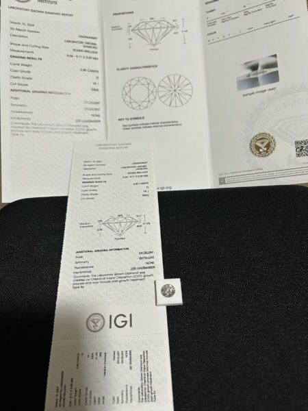 IGI Certified 2.85 CT G VS1 Lab Grown Round Brilliant Diamond - Image 2