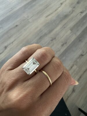 GIA Certified 7.21 CT H VS1 Lab Grown Emerald Cut Diamond Ring