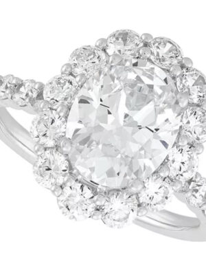 IGI Certified 3.50 CTW F VVS2 Lab Grown Oval Brilliant Diamond 14 KT White Gold Ring