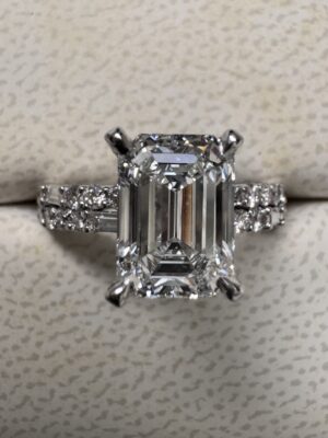 IGI Certified 2.21 CT D VVS2 Lab Grown Emerald Cut Diamond Ring