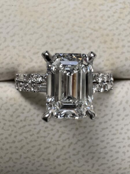 IGI Certified 2.21 CT D VVS2 Lab Grown Emerald Cut Diamond Ring