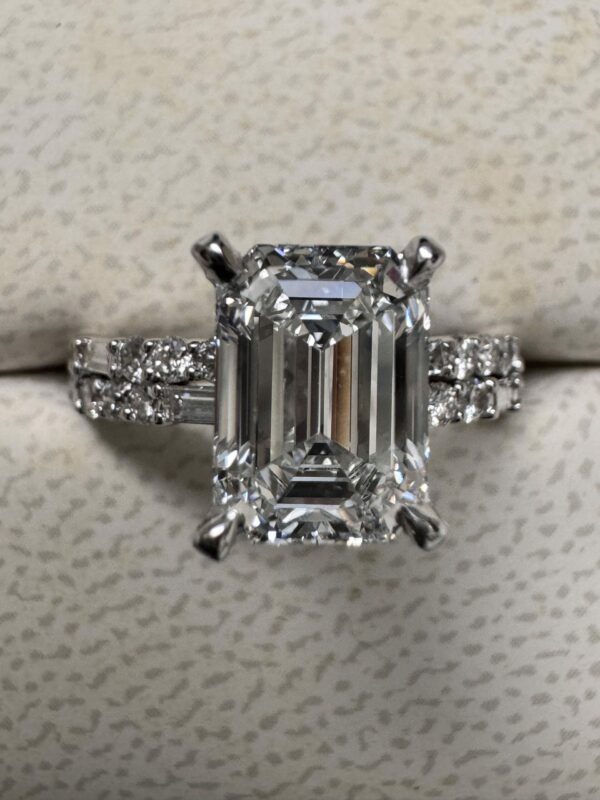IGI Certified 2.21 CT D VVS2 Lab Grown Emerald Cut Diamond Ring