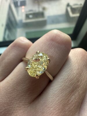 2.24 CT Fancy Intense Yellow Color VS1 Lab Grown Oval Diamond Ring