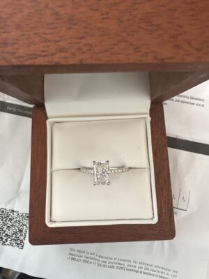 IGI Certified 1.59 CT J VS2 Lab Grown Cut Cornered Rectangular Modified Brilliant Diamond Ring