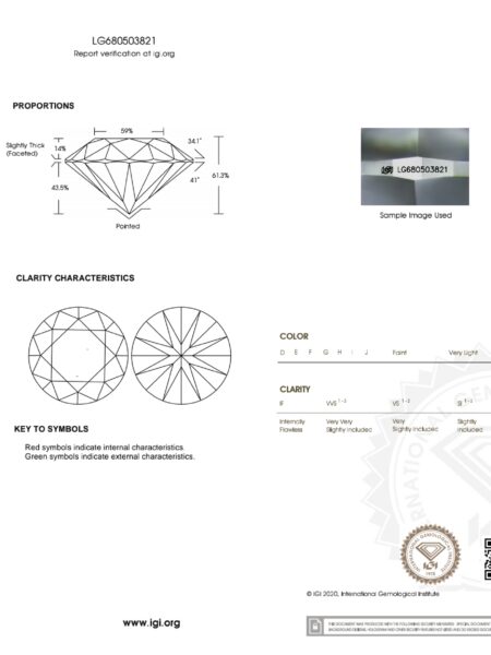 IGI Certified 3.50 CT D VVS2 Lab Grown Round Brilliant Diamond - Image 3