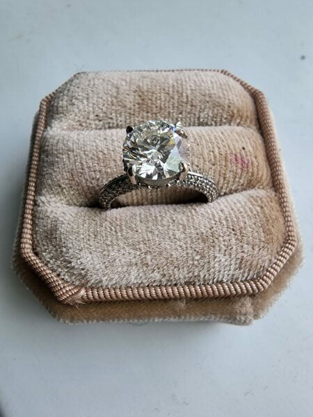 2.26 CTW F VS1 Round Natural Diamond with Knife Edge 3/4 Pave with Hidden Halo Setting Ring - Image 2