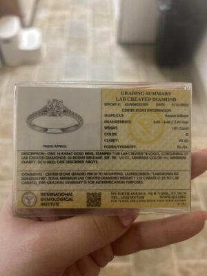 IGI 1.01 Carat G VS2 Round Lab-Grown Diamond Ring