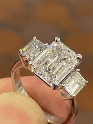 IGI 3.72 Carat F VS1 Emerald Lab-Grown Diamond Ring