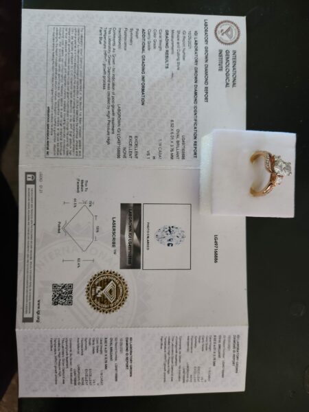 IGI 1.19 Carat H VS1 Oval Lab-Grown Diamond Ring - Image 3